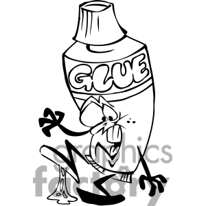 Royalty Free Black White Cartoon Glue Tube Clipart Image Picture Art    