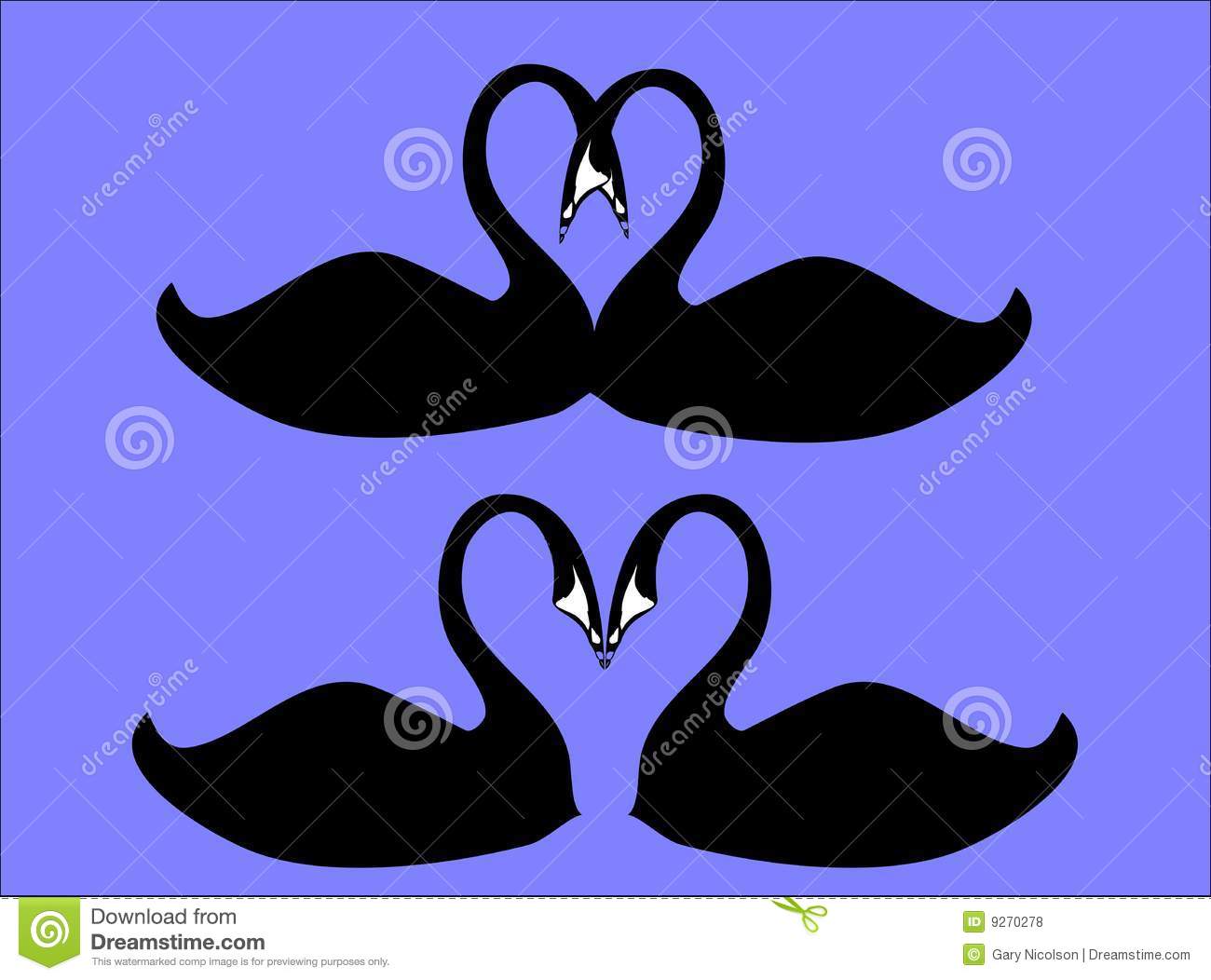 Swans Kissing On Blue Royalty Free Stock Photos   Image  9270278