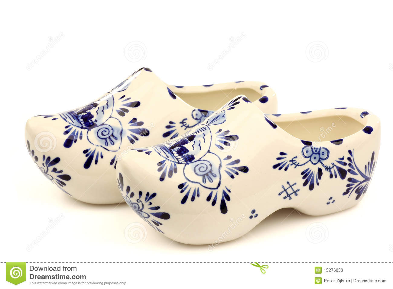 Two Dutch Ceramic Delft Blue Wooden Shoes Stock Photos   Image