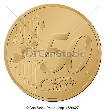 Vector   50 Euro Cent   Stock Illustration Royalty Free Illustrations