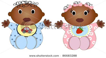 Vector Clipart Picture Of Twin African American Babies Baby Boy And