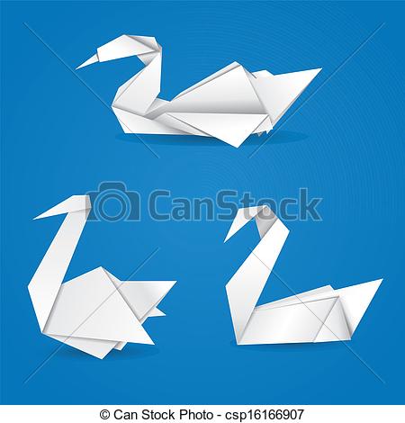 Vector   Origami Swans   Stock Illustration Royalty Free
