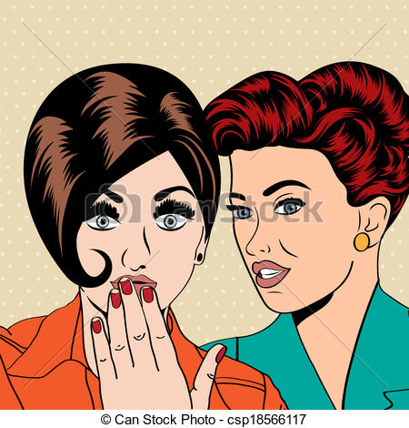 Vector   Two Young Girlfriends Talking Comic Art Illustration   Stock