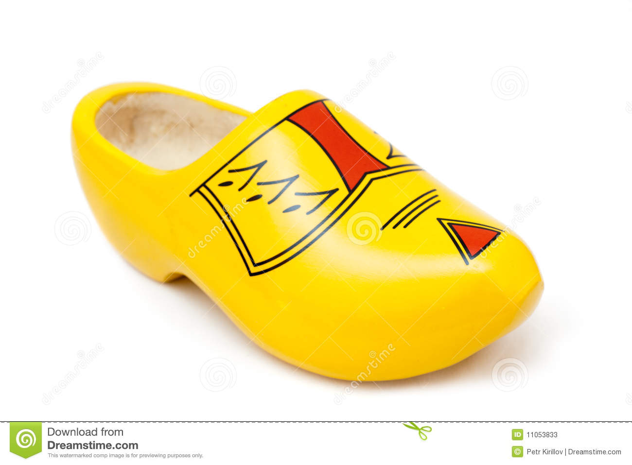 Wooden Shoe   Klomp  Traditional Dutch Footwear For Farmers  Isolated