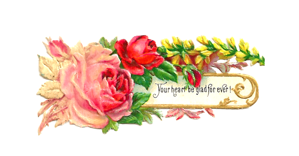 Antique Images  Free Flower Clip Art  3 Flower Rose Labels Digital