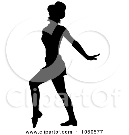 Art Illustration Of A Silhouetted Female Jazz Dancer By Pams Clipart