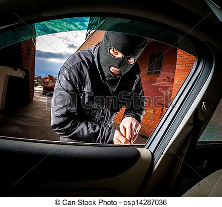 Car Thief Clipart Stock Photo   Car Thief In A