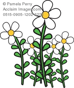 Clip Art Illustration Of A Bunch Of Daisies