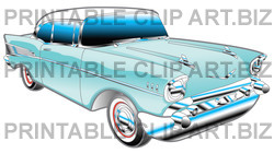 Clipart Illustration Of A Blue 1957 Chevy Bel Air Car With A White