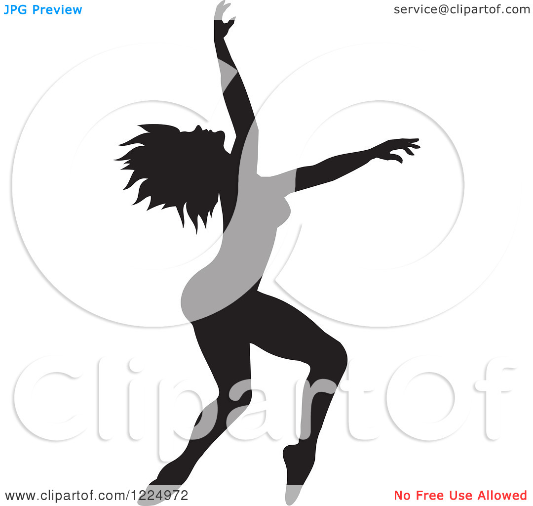 Clipart Of A Black Silhouetted Female Dancer   Royalty Free Vector