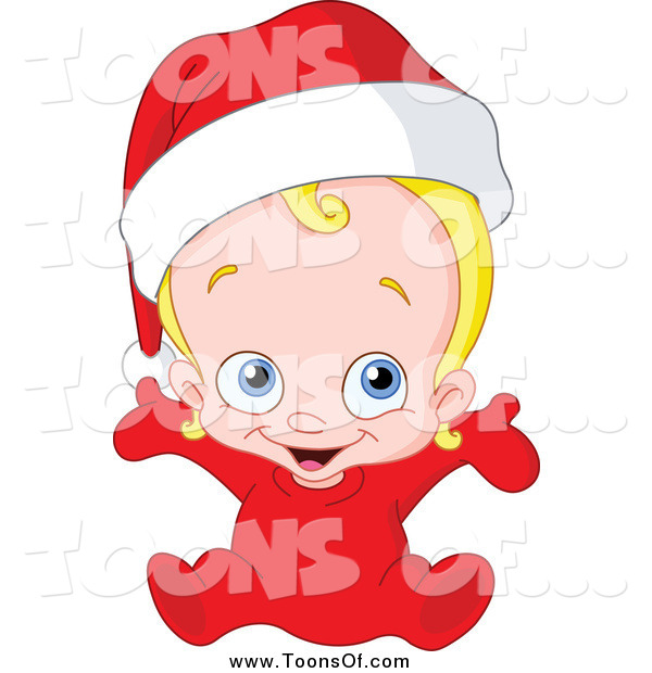 Clipart Of A Cute Blond Christmas Baby In A Santa Hat By Yayayoyo    