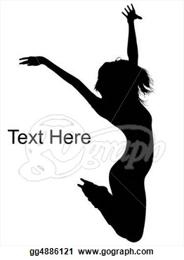     Female Dancer Leaps In Air And Stretching Her Arms  Stock Clipart