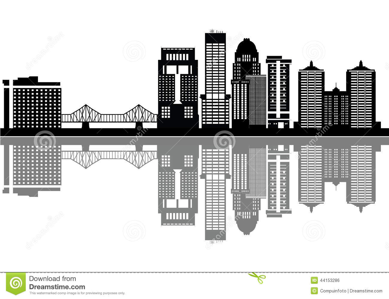 Louisville Detail Skyline With Bridge Stock Vector   Image  44153286
