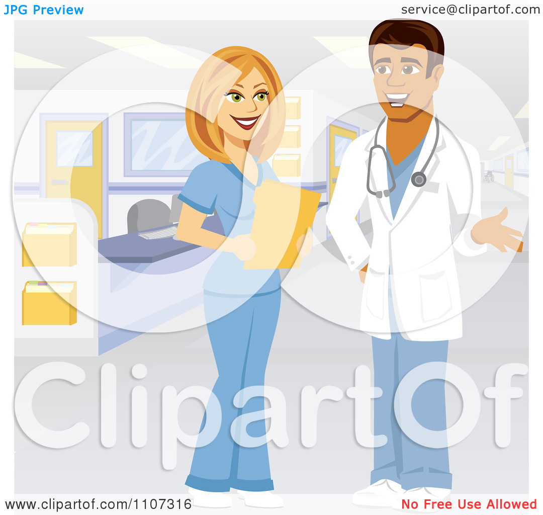 Nurse Clip Art Clipart Happy Female Nurse Talking To A Hispanic Male