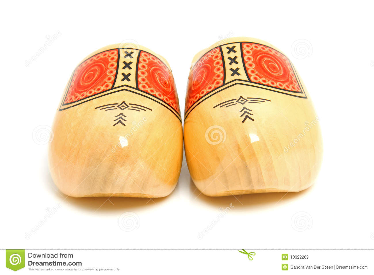 Pair Of Traditional Dutch Yellow Wooden Shoes Royalty Free Stock