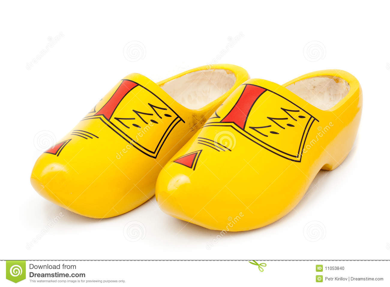 Pair Of Wooden Shoes   Klompen  Traditional Dutch Footwear For Farmers    