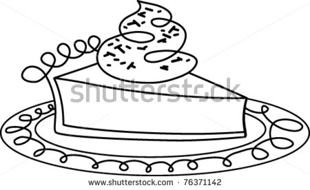 Pie On A Plate With Sprinkles Outlined Black And White   Stock Vector