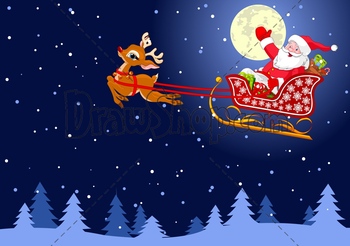 Santa Claus And His Sleigh Stock Vector Clipart Stylised Illustration