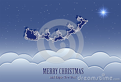 Santa Sky Santa S Sleigh Night Illustration 34115462 Jpg