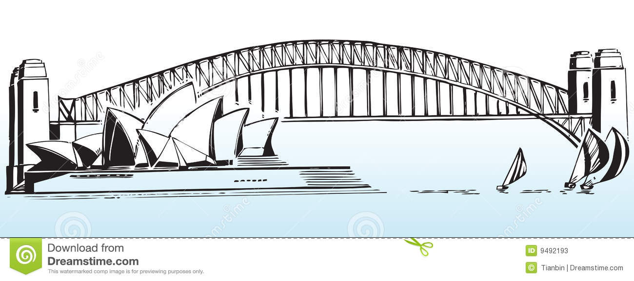     Sydney Harbour Bridge And Opera House On White Background  Australia
