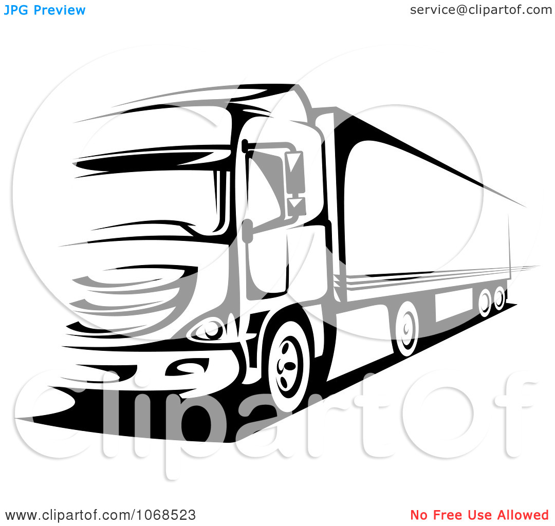 Truck Clipart Black And White Clipart Black And White Big Rig Truck 1