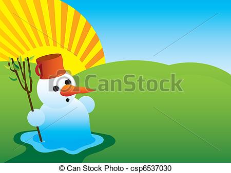Vector Clipart Of End Of Winter   Melting Snowman Csp6537030   Search