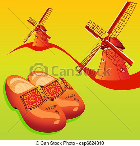 Vector Clipart Of Welcome To Holland   Dutch Wooden Shoes Klompen And    
