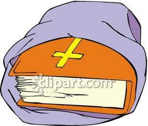 An Orange Bible In A Book Bag   Royalty Free Clipart Picture