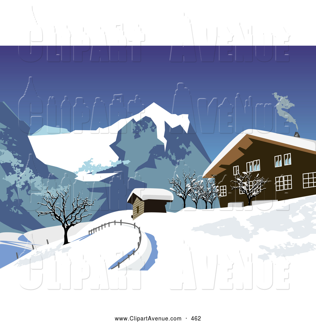 Avenue Clipart Of A Twisting Smoke Rising From A Chalet In The Snowy