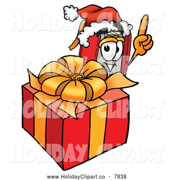 Character Standing By A Christmas Present Holiday Clip Art Toons4biz
