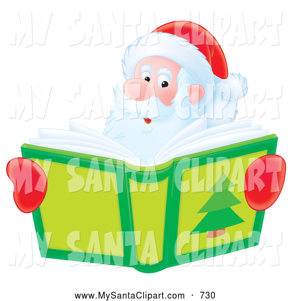Christmas Clip Art Of Santa Smiling Over A Christmas Story Book By