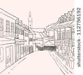 City Street Clip Art Vector Old City Street   1000 Graphics   Clipart
