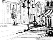 City Street Illustrations And Clipart  6162 City Street Royalty Free