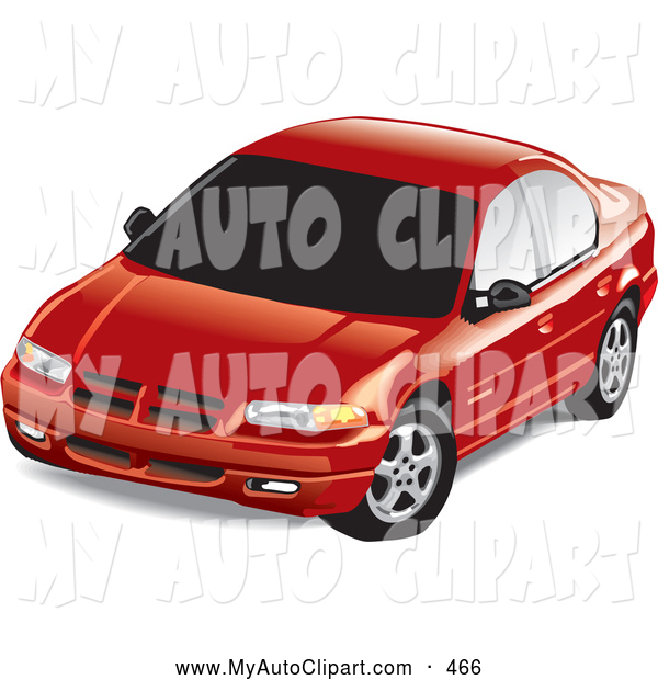 Clip Art Of A New Red Dodge Stratus Car With Dark Tinted Windows By