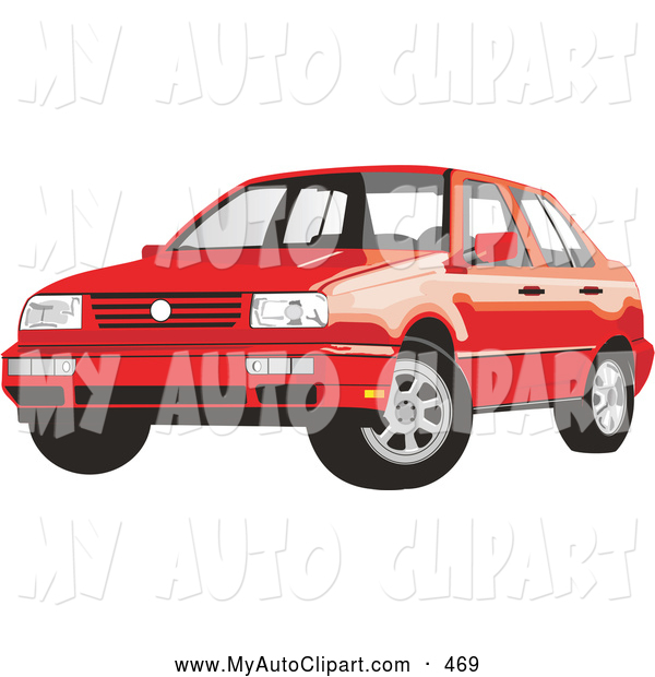 Clip Art Of A New Red Volkswagen Jetta Car By David Rey 469 Jpg