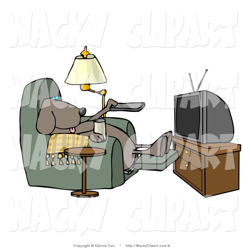 Clipart Of A Couch Potato Dog Watching Tv By Djart    8