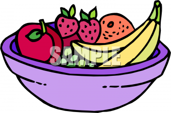 Clipart Of Fruit Bowl With Strawberries Apples Oranges And Bananas