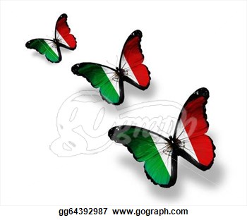 Clipart   Three Mexican Flag Butterflies Isolated On White  Stock