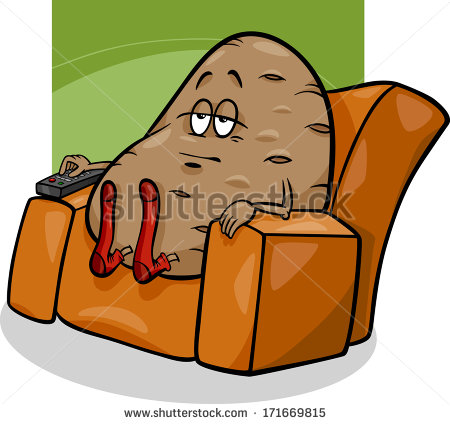 Concept Illustration Of Couch Potato Saying Or Proverb   Stock Vector