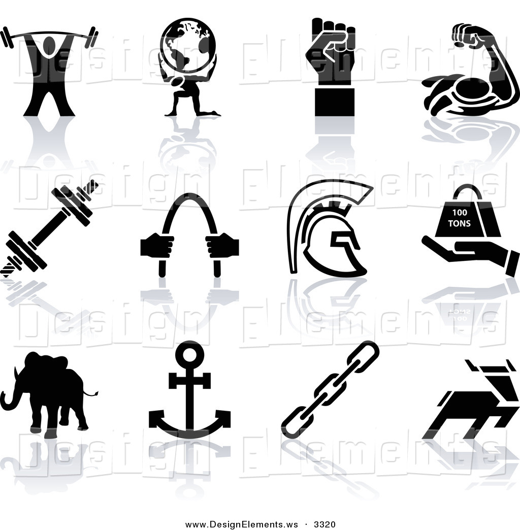 Element Clipart Of A Set Of Black Silhouette Strengh Icons Of A Weigh    