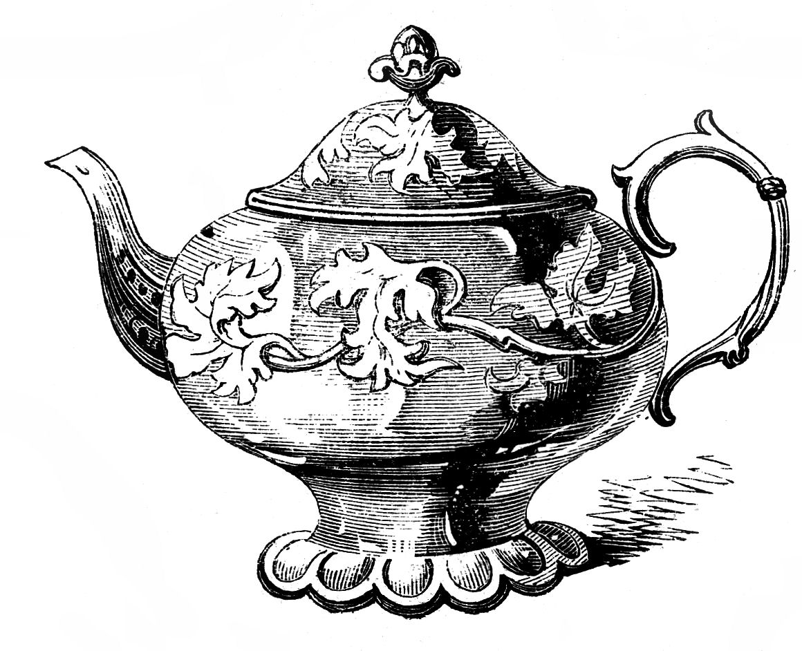 Free Vintage Clip Art   2 Ornate Teapots   The Graphics Fairy