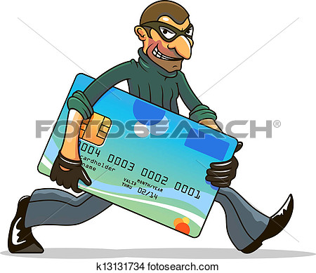 Hacker Or Thief Stealing Credit Card View Large Clip Art Graphic