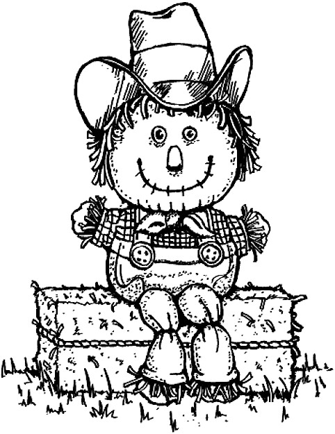 Home   Coloring Pages   Halloween   Scarecrow On Haybail