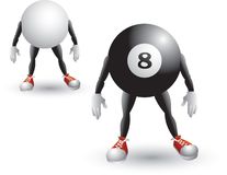Isolated Eight Ball And Cue Ball Cartoon Character Royalty Free Stock    