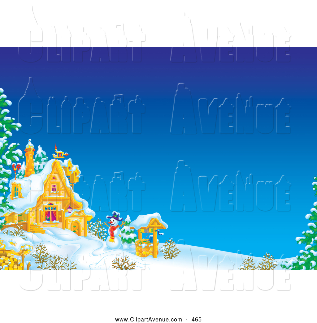 Larger Preview  Avenue Clipart Of A Home On A Snowy Winter Day With