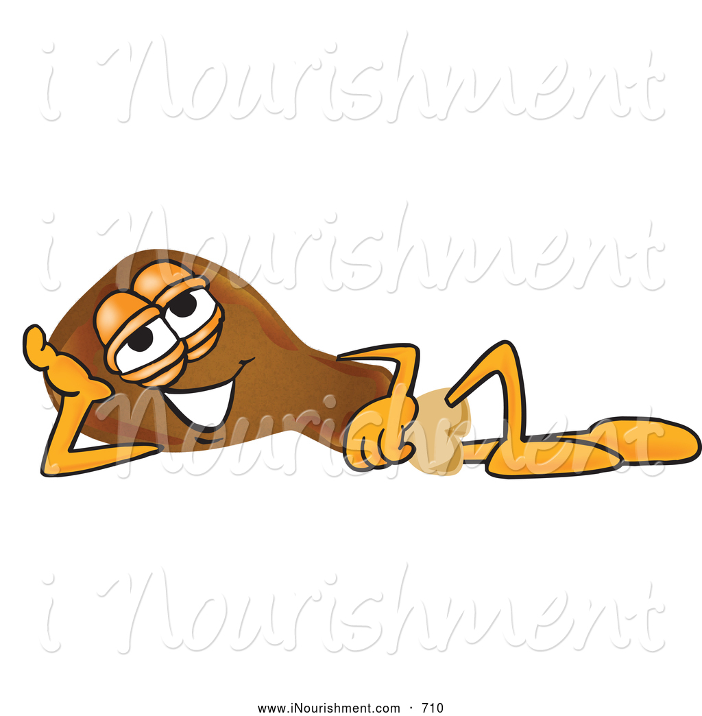 Larger Preview  Clipart Of A Chicken Drumstick Mascot Resting His Head
