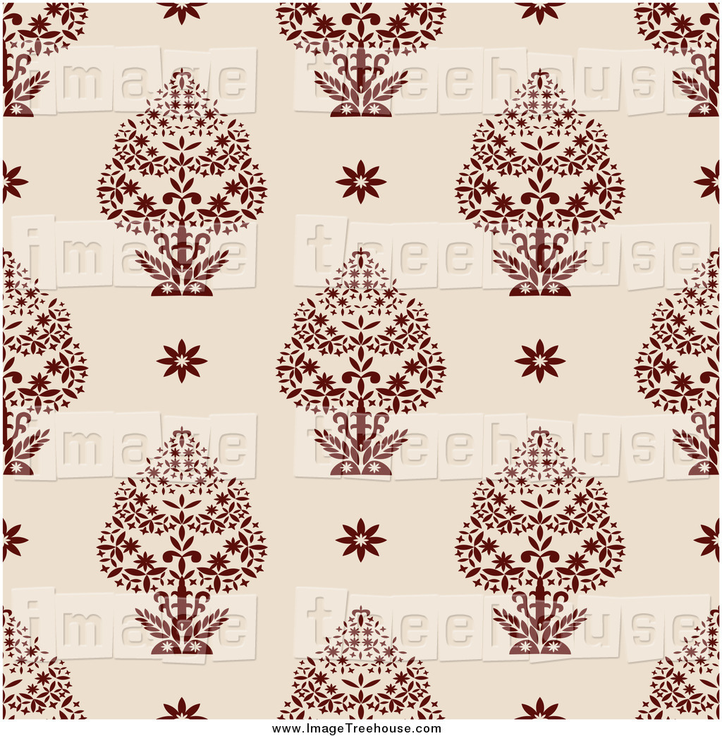 Larger Preview  Clipart Of A Seamless Background Of Red Trees And