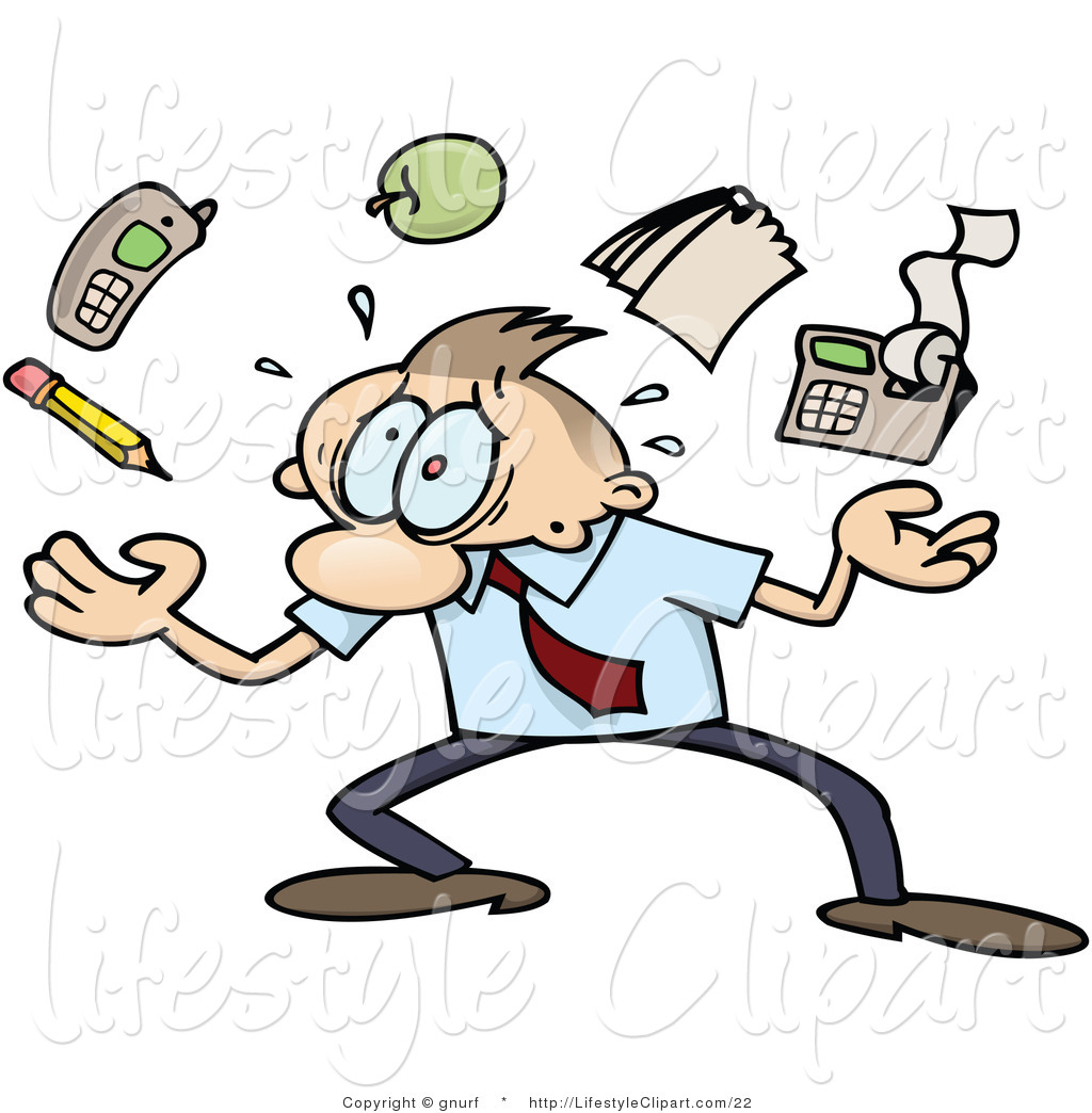 Lifestyle Vector Clipart Of A Stressed Businessman Juggling   Royalty
