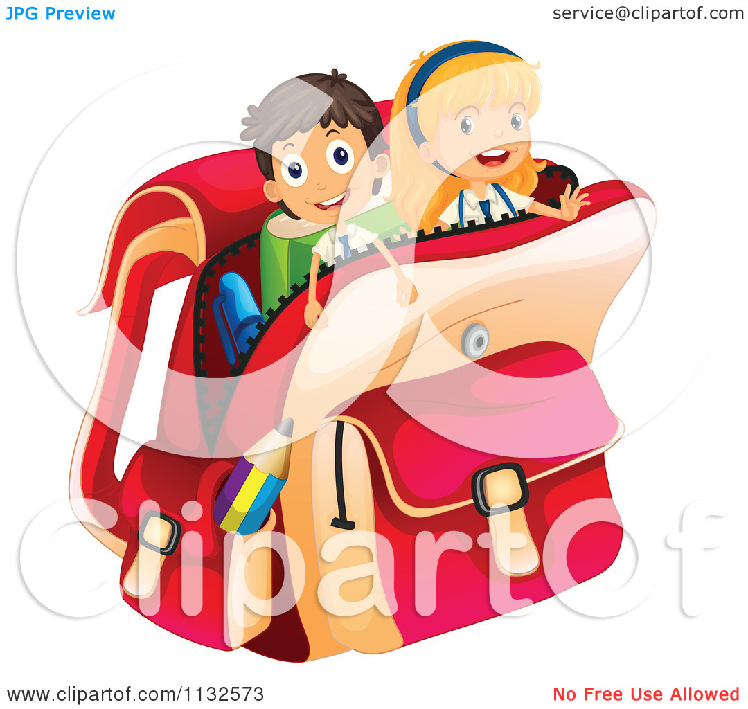     School Kids And A Book Bag 6   Royalty Free Vector Clipart By Colematt