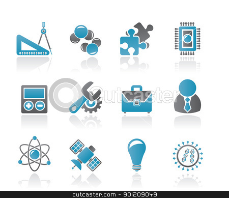 Science And Research Icons Stock Vector Clipart Science And Research